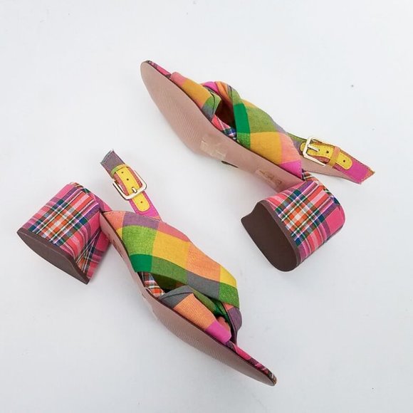 J. CREW Twisted-Knot Penny Sandals in Plaid 6.5 - Picture 2 of 8